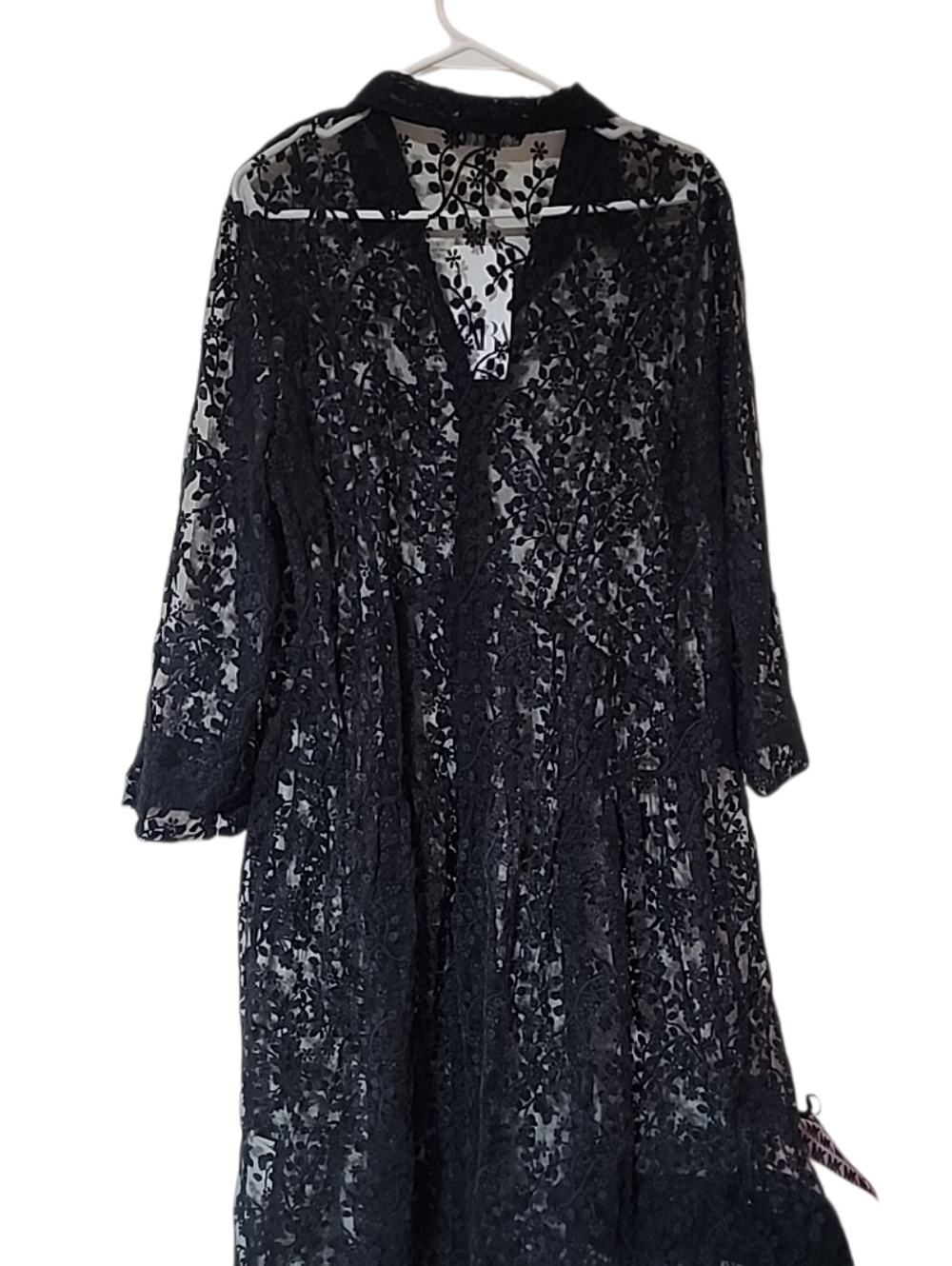 ZARA Black Lace Maxi Shirt Dress. XL – NWT - Picture 5 of 10